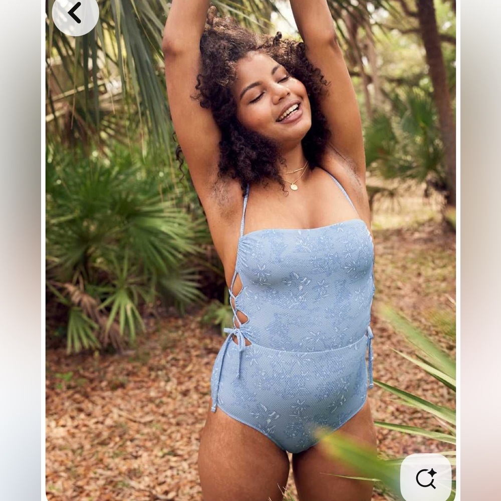 Aerie Blue One Piece Swimsuit with High Cut Design